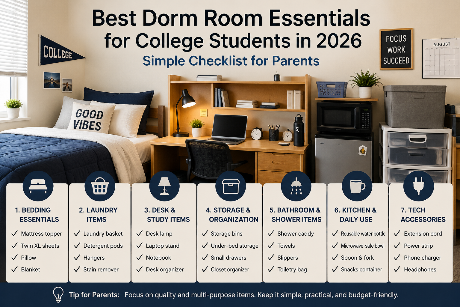 Dorm room essentials checklist for college students